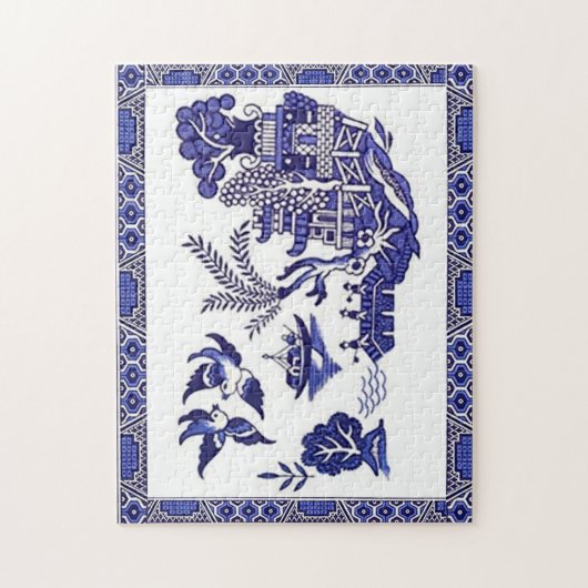 Blauw en wit China Blauw Willow Design Legpuzzel (Verticaal)