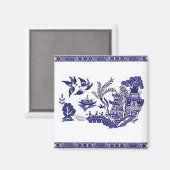 Blauw en wit China Blauw Willow Design Magneet (Voorkant / Achterkant)