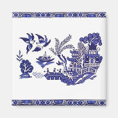 Blauw en wit China Blauw Willow Design Magneet (Voorkant)