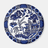 Blauw en wit China Blauw Willow Design Magneet (Voorkant)