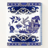 Blauw en wit China Blauw Willow Design Notitieboek (Achterkant)