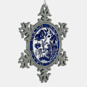 Blauw en wit China Blauw Willow Design Tin Sneeuwvlok Ornament (Links)