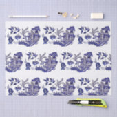 Blauw en wit China Blauw Willow Design Tissuepapier (Craft)