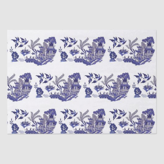 Blauw en wit China Blauw Willow Design Tissuepapier (Voorkant)