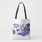 Blauw en wit China Blauw Willow Design Tote Bag (Voorkant)