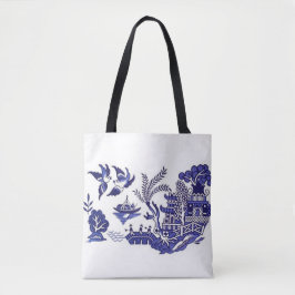 Blauw en wit China Blauw Willow Design Tote Bag