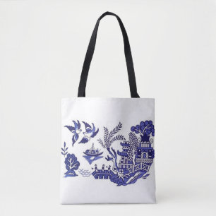 Blauw en wit China Blauw Willow Design Tote Bag