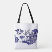 Blauw en wit China Blauw Willow Design Tote Bag (Achterkant)