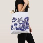 Blauw en wit China Blauw Willow Design Tote Bag (Dichtbij)