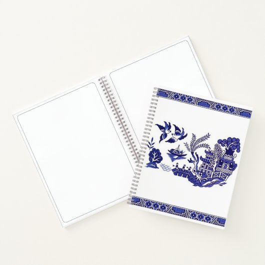 Blauw en wit China Blue Willow Sketchbook Notitieboek (Binnen)
