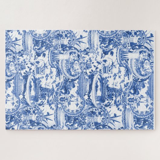 Blauw en wit China design Legpuzzel (Horizontaal)
