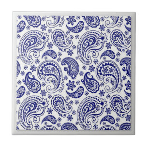 Blauw en wit China patroon met Paisleys-Design Tegeltje