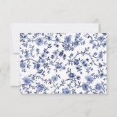 Blauw en Wit Chine de Commande Huwelijk RSVP Kaartje (Achterkant)