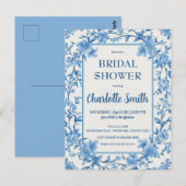 blauw en wit Chinees antiek bruidsdiner Briefkaart (Voorkant / Achterkant)