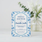 blauw en wit Chinees antiek bruidsdouche Briefkaart (Staand voorkant)