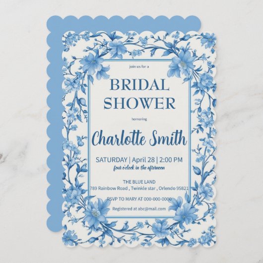 blauw en wit Chinees antiek bruidsdouche Save The Date (Voorkant / Achterkant)