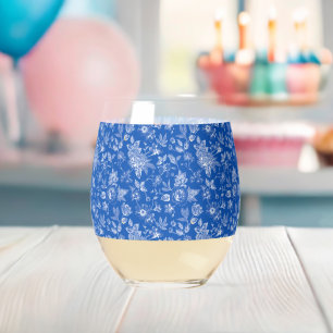 Blauw en wit Chinees antiek bruidsdouche Wijnglas Zonder Voet