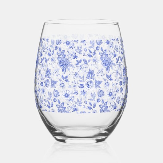 Blauw en wit Chinees antiek bruidsdouche Wijnglas Zonder Voet (Voorkant)