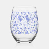 Blauw en wit Chinees antiek bruidsdouche Wijnglas Zonder Voet (Rechts)