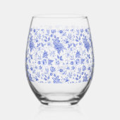 Blauw en wit Chinees antiek bruidsdouche Wijnglas Zonder Voet (Links)