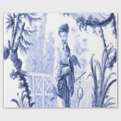 Blauw en Wit Chinees Chinoiserie Cadeaupapier (Vlak)