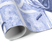 Blauw en Wit Chinees Chinoiserie Cadeaupapier (Rol Hoek)