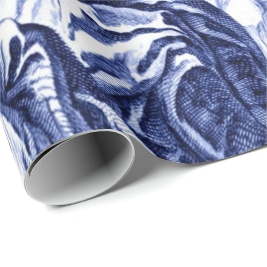 Blauw en Wit Chinees Chinoiserie Decoupage Cadeaupapier (Rol Hoek)