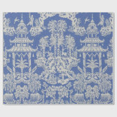 Blauw en Wit Chinees Chinoiserie Decoupage Cadeaupapier (Vlak)