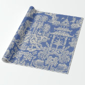 Blauw en Wit Chinees Chinoiserie Decoupage Cadeaupapier (Uitgerold)
