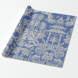 Blauw en Wit Chinees Chinoiserie Decoupage Cadeaupapier