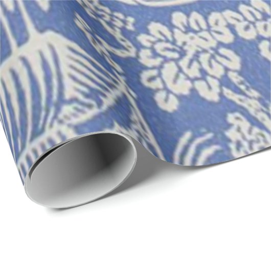 Blauw en Wit Chinees Chinoiserie Decoupage Cadeaupapier (Rol Hoek)