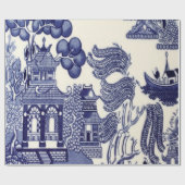 Blauw en Wit Chinees Chinoiserie Decoupage Cadeaupapier (Vlak)