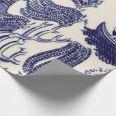 Blauw en Wit Chinees Chinoiserie Decoupage Cadeaupapier (Hoek)