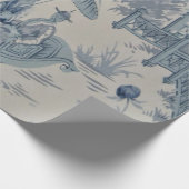 Blauw en Wit Chinees Chinoiserie Decoupage Cadeaupapier (Hoek)