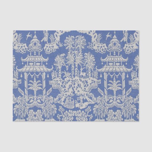 Blauw en Wit Chinees Chinoiserie Decoupage Tissuepapier (Voorkant)