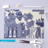 Blauw en Wit Chinees Chinoiserie Decoupage Tissuepapier (Craft)