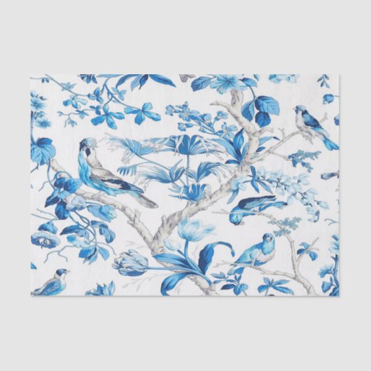 Blauw en Wit Chinees Chinoiserie Decoupage Tissuepapier (Voorkant)
