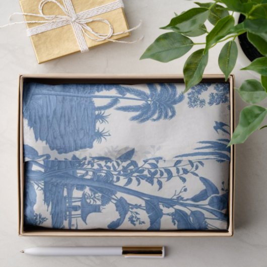 Blauw en Wit Chinees Chinoiserie Decoupage Tissuepapier (Geschenk)