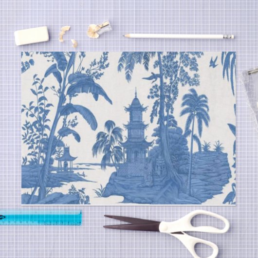 Blauw en Wit Chinees Chinoiserie Decoupage Tissuepapier (Craft)
