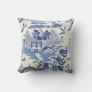 Blauw en Wit Chinees Chinoiserie Kussen
