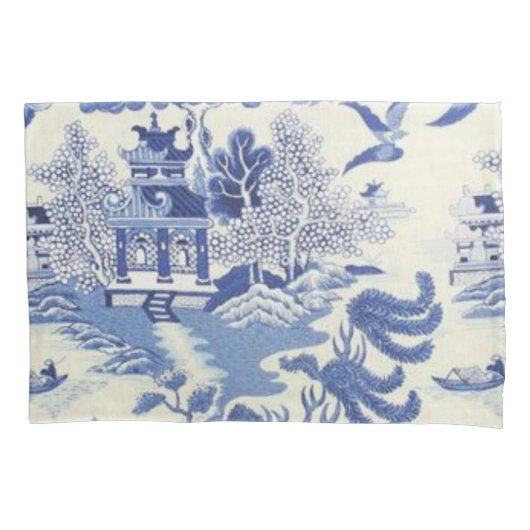 Blauw en Wit Chinees Chinoiserie Kussensloop (Voorkant)