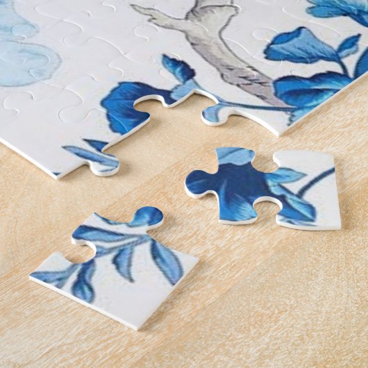 Blauw en Wit Chinees Chinoiserie Legpuzzel (Zijkant)