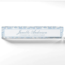 Blauw en wit Chinees Chinoiserie patroon Naambordje