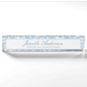 Blauw en wit Chinees Chinoiserie patroon Naambordje
