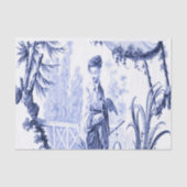 Blauw en Wit Chinees Chinoiserie Tissuepapier (Voorkant)