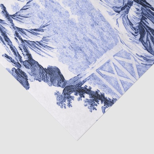 Blauw en Wit Chinees Chinoiserie Tissuepapier (Detail)