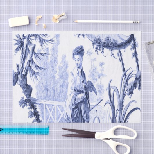 Blauw en Wit Chinees Chinoiserie Tissuepapier (Craft)