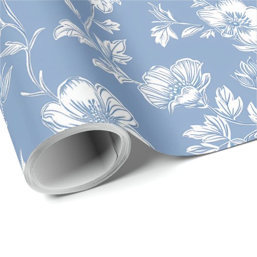 Blauw en wit Chinees decoupage Cadeaupapier (Rol Hoek)