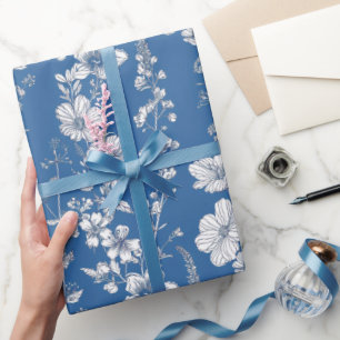 Blauw en wit Chinees decoupage Cadeaupapier