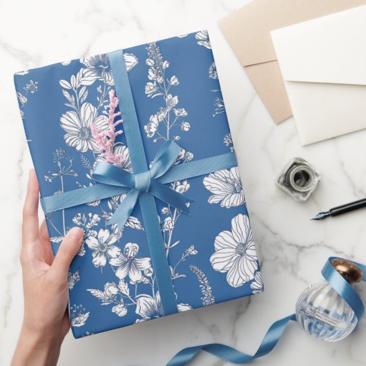 Blauw en wit Chinees decoupage Cadeaupapier (Geschenken)